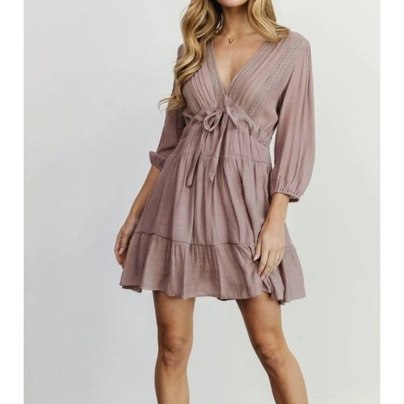 Baltic Born Dresses & Skirts - Baltic Born Amelia Boho Mini Dress Dusty Lavender Size Large NWT Fairy